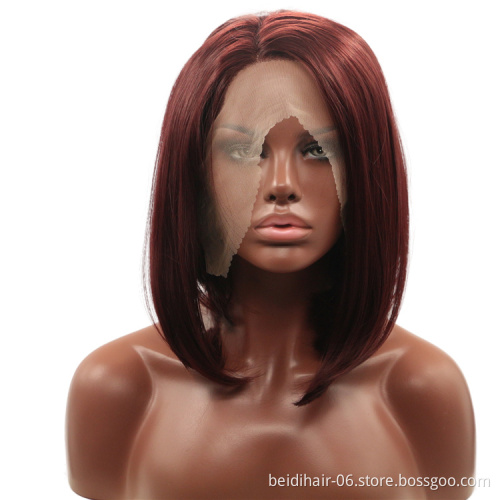 Wholseale Short Frontal Bob HD Wigs for Black Women Front Lace Hair Wigs Synthetic